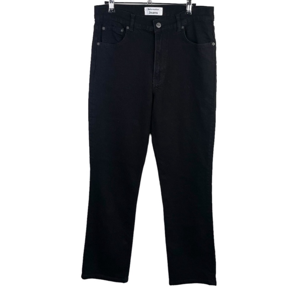 Reformation Dark Wash Cynthia High Rise Straight Jeans
